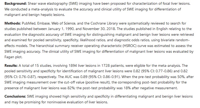 Diagnostic effect of shear wave elastography imaging for differentiation of malignant liver lesions: a meta-analysis